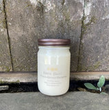 french almond macaroon soy candle in clear jar