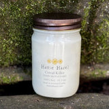 White soy candle in clear jar