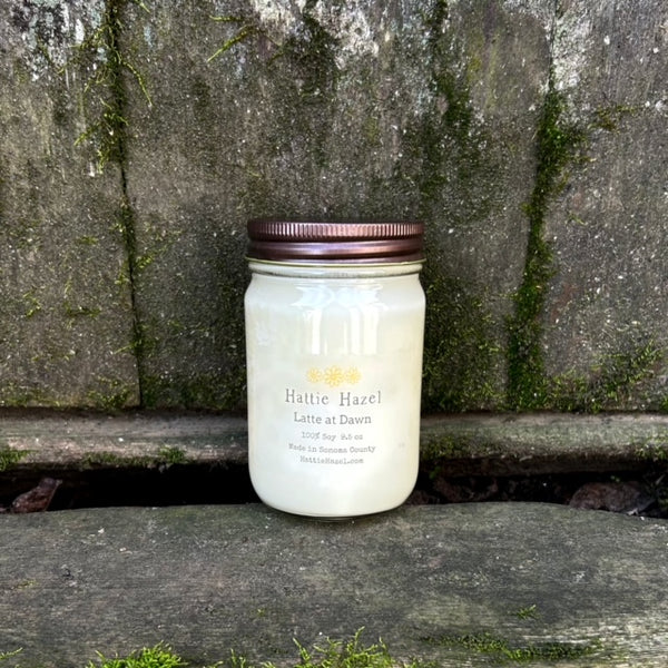 latte at dawn soy candle in clear jar