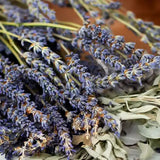 Bunch of fresh lavender with sage