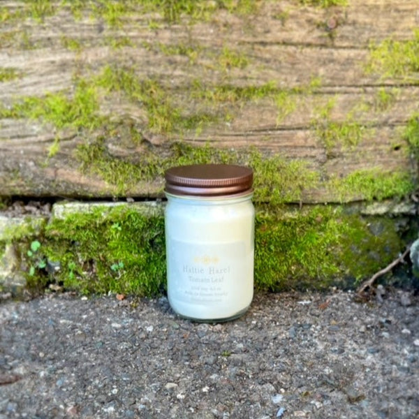 soy candle in clear jar with metal lid